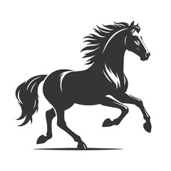Obraz premium Black vector silhouette of a galloping horse ideal for equestrian prints western art and wild animal designs