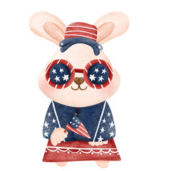 Cute Digital painting watercolor day of American,cartoon character hand drawn illustration 