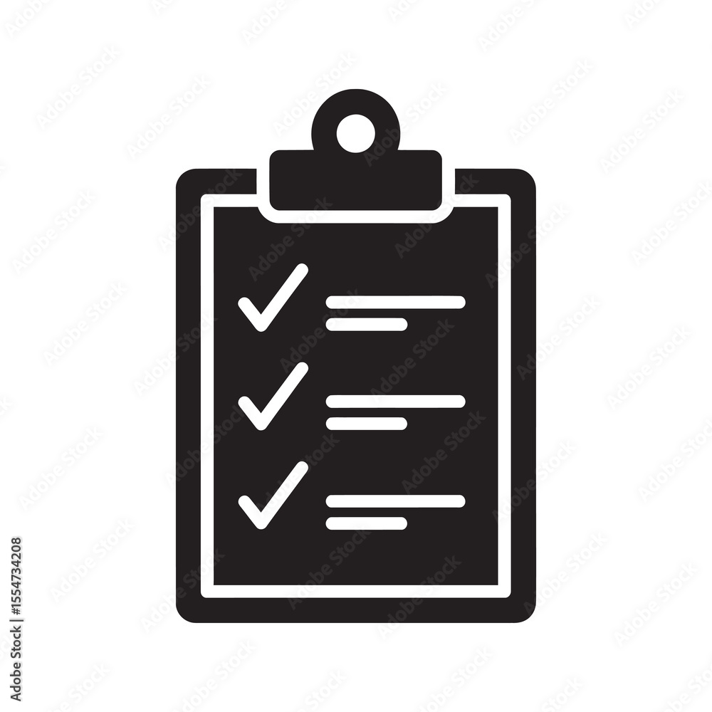 Poster clipboard checklist icon for task management project planning and a to do list representing a survey