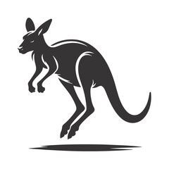Australian Outback Hopping Kangaroo Silhouette – Black Vector Graphic for Wildlife Art and Animal Designs