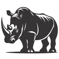 Obraz premium Standing rhinoceros silhouette black vector for safari animal clipart wildlife art nature designs and graphic projects