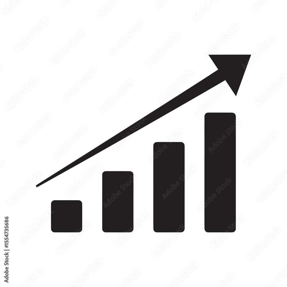 Poster upward trend line chart icon showing business growth and market success with a graph representing an