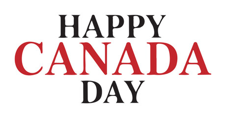 "Happy Canada Day" Greeting in Red and Black Serif Font
