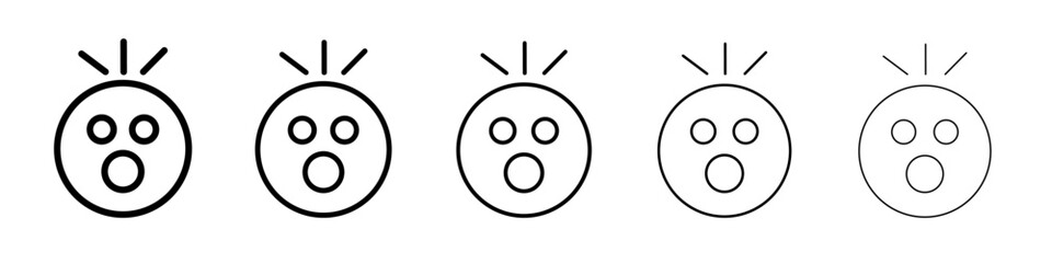Shocked face icon flat simple outline logo