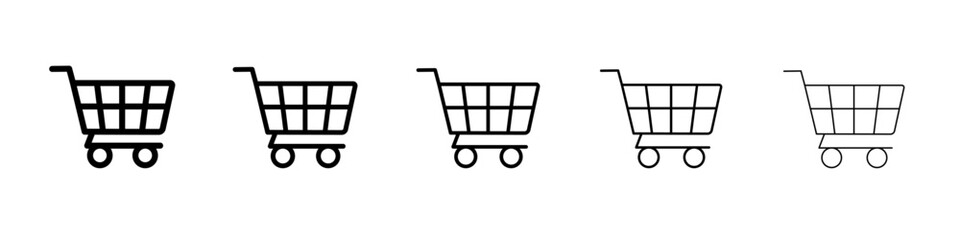 shopping cart icon flat simple outline logo