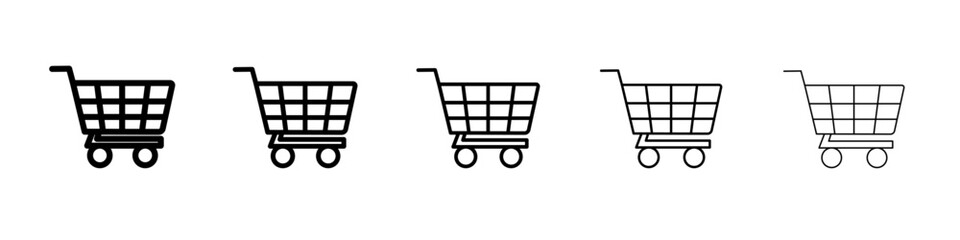 Shopping trolley icon flat simple outline logo