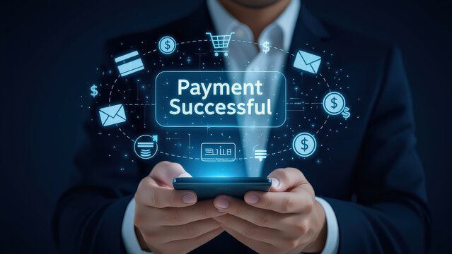 Digital Payment Confirmation on Smartphone with Icons