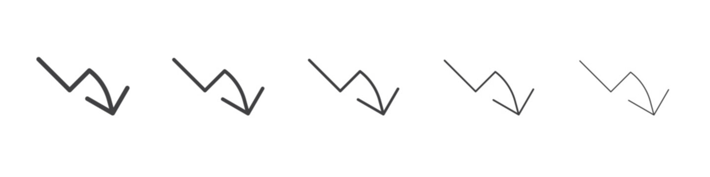 Statics arrow down flat simple outline logo
