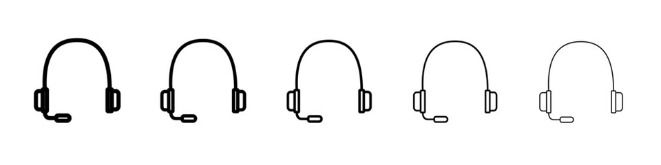 Support headset icon flat simple outline logo