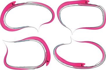creative abstract pink black colorful art doodle speech bubbles set