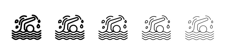 Swimming icon flat simple outline logo
