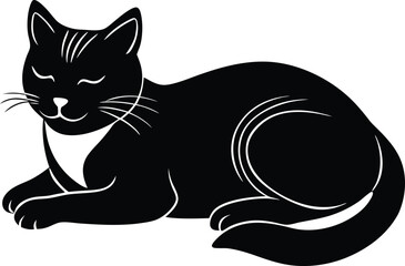 cat,laying,resting,sleeping,relaxed,calm,fur,pet,feline,cute,domestic,paw,tail,quiet,soft,nap,animal,whiskers,pose,peaceful,horizontal,body,flat,ground,cozy,Vector,silhouette