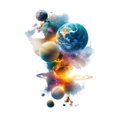 Colorful Cosmic Scene with Planets, Stars, and Nebulas on a Dark Background for Space Enthusiasts