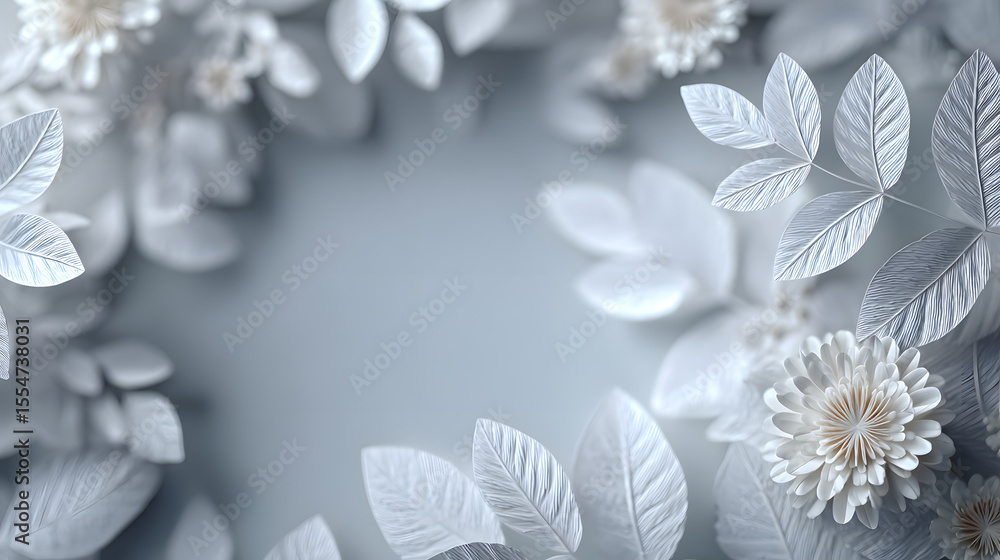 Poster white circular gradient background with subtle leaf detail