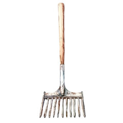 Hand Rake, watercolor illustration vector, isolated on a white background.
