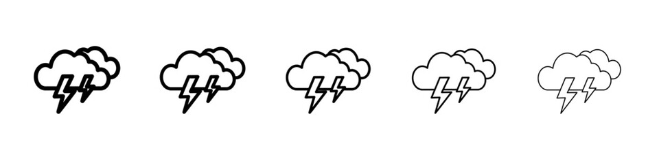 Thunder lightning icon flat simple outline logo