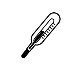 Fototapeta premium Black and White Outline Medical Thermometer Equipment Instrument Icon Isolated