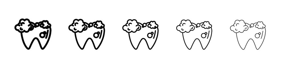 tooth cleaning icon flat simple outline logo