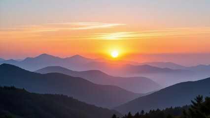 Breathtaking Sunrise Over Mountain Range With Vibrant Colors