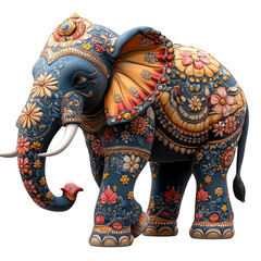Fototapeta premium A Magnificent Ornate Elephant Adorned with Vibrant Floral Designs - A Cultural Tribute to Nature's Beauty and Artistic Expression