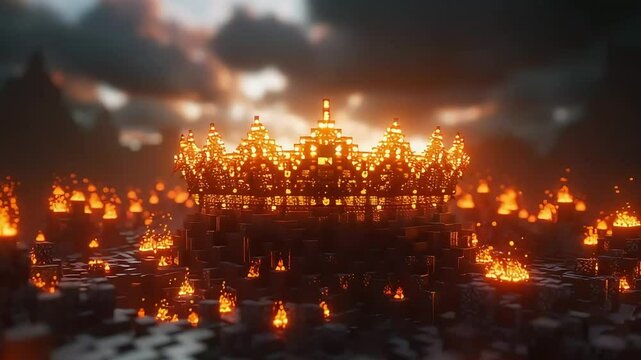 ornate royal crown floating above fire flames with dramatic lighting footage