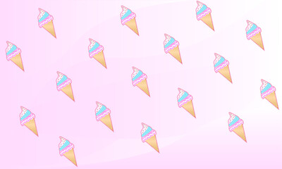 Seamless pattern background of ice cream cone vector illustration. Cute Ice cream repeated background aesthetic and beautiful. you can use it for  room shop wallpaper, banner, gift paper etc