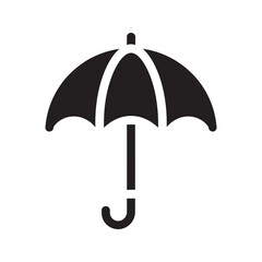 Umbrella icon representing protection from rain and insurance coverage for shipping and keeping a package or cargo dry and safe vector solid glyph icon