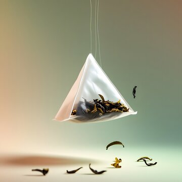 Elegant Pyramid Tea Bag with Floating Tea Leaves