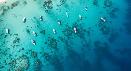 Azure Waters: Boats Moored in a Tropical Paradise
