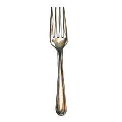 Hand Fork, watercolor clipart vector, isolated on a white background.