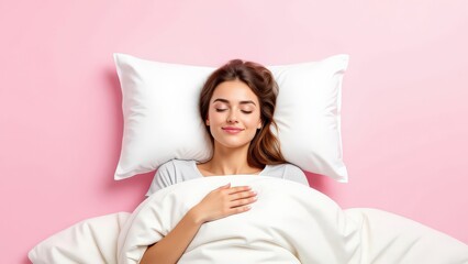 Serene Young Woman Enjoying Peaceful Sleep in a Cozy Bed