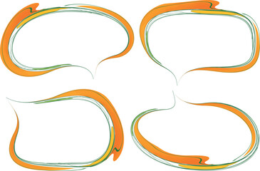 creative abstract orange green colorful art doodle speech bubbles set