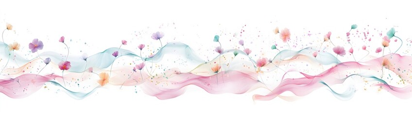 Background of flowers and waves.