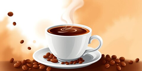 Obraz premium Vector illustration of a coffee cup, various coffee tones, ready for poster, banner, card design, vintage, breakfast