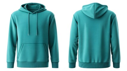 Seamless Teal Hoodie Mockup Front and Back Views for Apparel Design