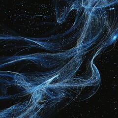 Dynamic Blue Digital Particle Streams on Black Background for Tech and Innovation Projects