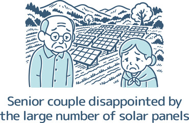 大量の太陽光パネルにがっかりするシニア夫婦
Senior couple disappointed by the large number of solar panels