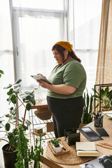 Creative woman engaged in artistic activities at a bright and inspiring art studio space
