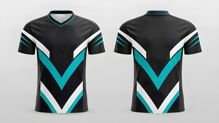 Sport Jersey Mockup Black and Teal Design Template for Sublimation Printing