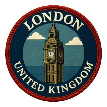 embroidery travel emblem patch of london on transparent background