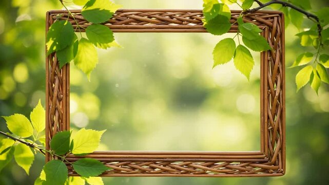 Framed view of lush green leaves with a blurred natural background