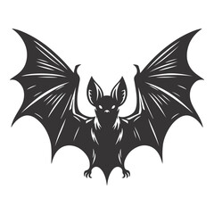 Flying bat silhouette black vector for Halloween design and night wildlife nature graphics
