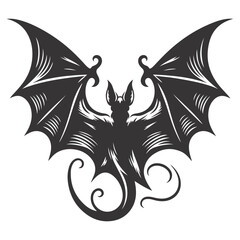 Vector illustration of flying bat silhouette for spooky creature art and night wildlife Halloween designs