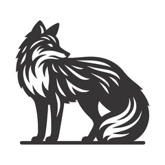 Standing fox silhouette black vector for woodland creature design and forest wildlife nature graphics