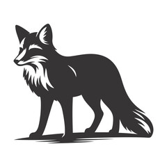 Vector illustration of standing fox silhouette for cunning animal art and woodland wildlife nature designs