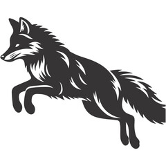Leaping fox silhouette black vector for woodland wildlife clipart fast predator animal nature motion art