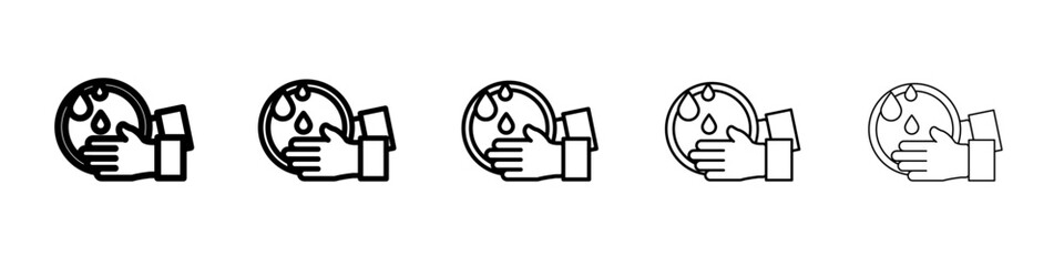 Washing dishes icon flat simple outline logo
