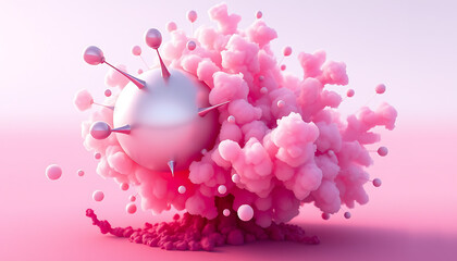 Fototapeta premium Pink Explosion of Abstract Forms A Playful Dance of Shapes and Colors