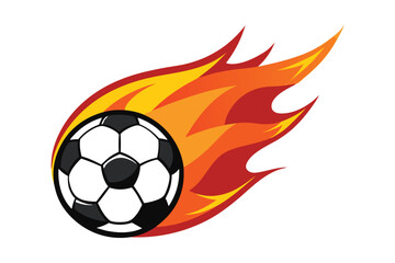 Fototapeta premium soccer ball flying on fire on white background