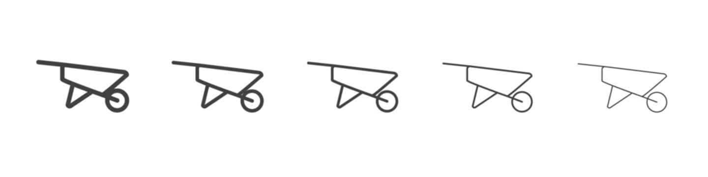 Wheel barrow icon flat simple outline logo